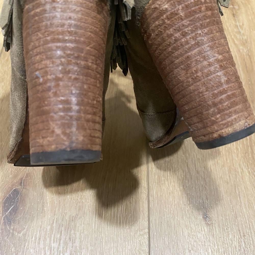 Frye Parker Booties Western Fringed Stacked Heel Women’s Size 7.5 Boho Festival - Picture 6 of 8